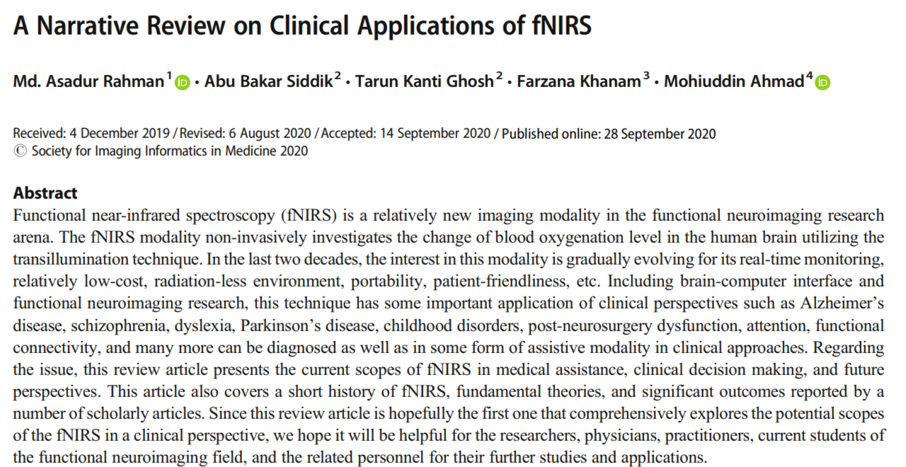 Clinical fNIRS Review